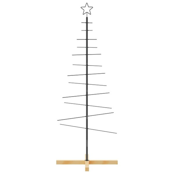 vidaXL Christmas Tree Metal Ornament Tree Decoration with Wooden Base Black