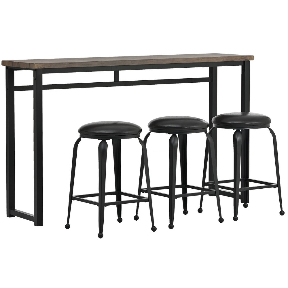 Kitchen Dining Table Bar Table with 3 Barstools Sets(Set of 4)