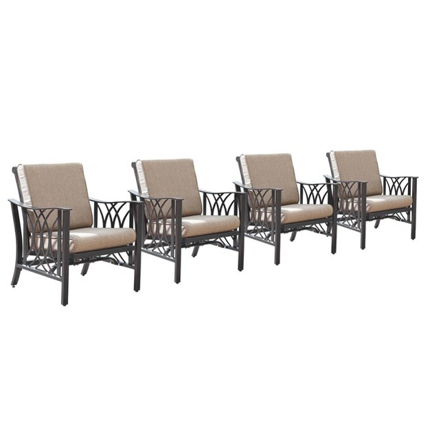 4pk Aluminum Outdoor Deep Seating Club Chairs Copper tan Oakland Living