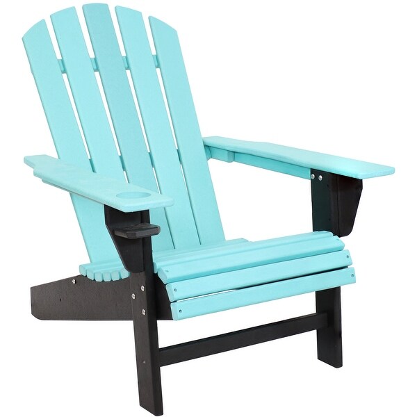 AllWeather Turquoise/Black Outdoor Adirondack Chair with Drink Holder