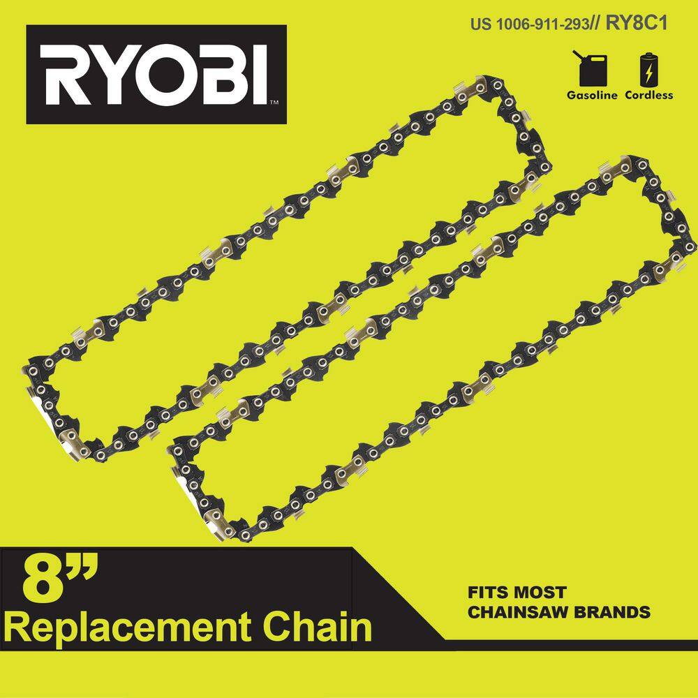 RYOBI 8 in. 0.043-Gauge Replacement Chainsaw Chain 33 Links (2-Pack) RY8C1-2