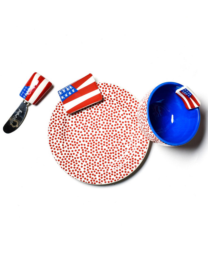 Happy Everything by Laura Johnson Flag Embellishment Plate Bowl and Spreader Set of 3