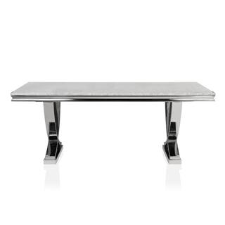 Furniture of America Worthgate 78 in. Rectangle Chrome Faux Marble Dining Table (Seats 6) IDF-3285T