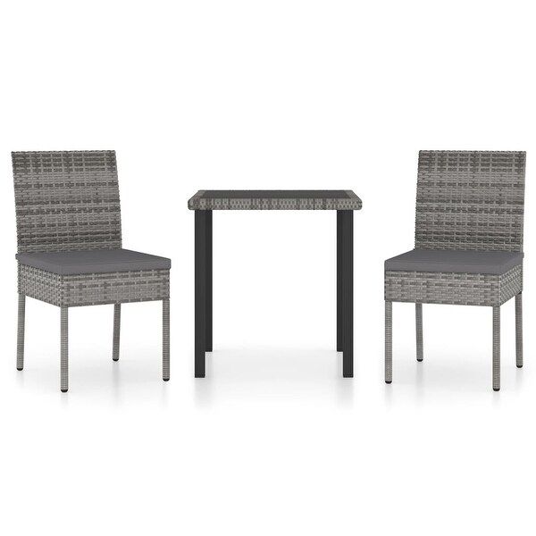 3 Piece Garden Dining Set Poly Rattan Gray - Overstock - 35106294