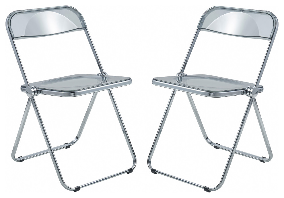 Acrylic Folding Chair  Metal Frame  Set of 2  Transparent Black  LF19TBL2   Contemporary   Folding Chairs And Stools   by clickhere2shop  Houzz