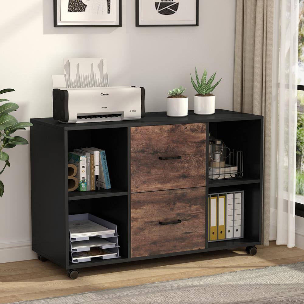 TRIBESIGNS WAY TO ORIGIN Galaxy Black 4+2 Cube Engineered Wood File Cabinet with Rolling Wheels HD-C0168