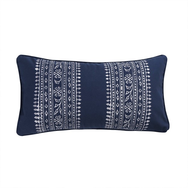 Valentina Embroidered Decorative Throw Pillow Navy Homthreads