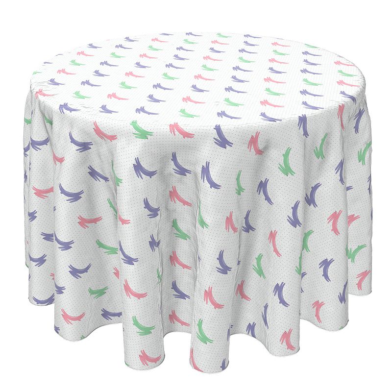 Round Tablecloth， 100% Cotton， 60 Round， Mini Polka Dots and Bunnies