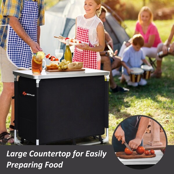 Goplus Portable BBQ Aluminum Camping Table Kitchen Cook Station w/