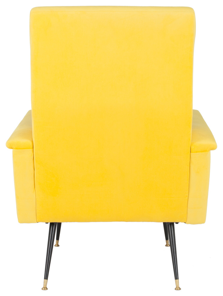 Aida Velvet Retro Mid Century Accent Chair  Yellow   Midcentury   Armchairs And Accent Chairs   by Safavieh  Houzz