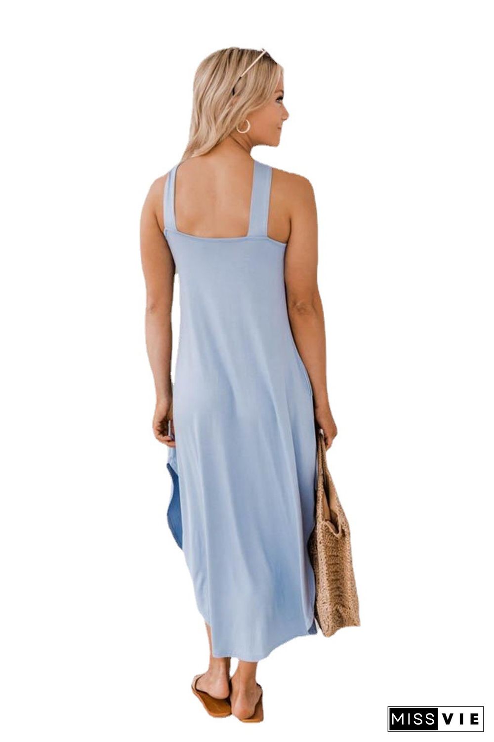 Off-the-shoulder Casual and Comfortable Long Pocket Dress with Hanging Neck