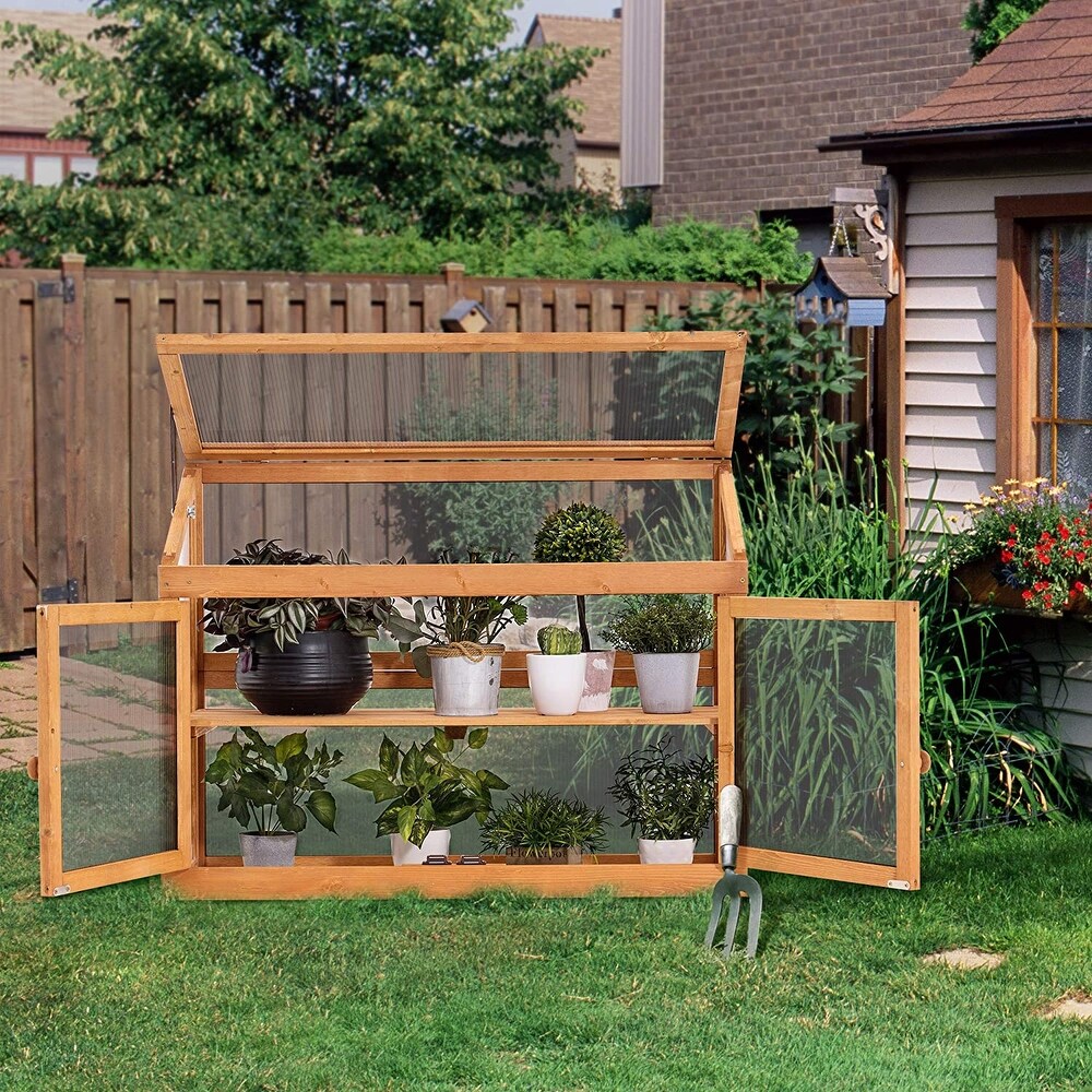 MCombo 2 Tier Cold Frame Greenhouse  Solid Wood 0160