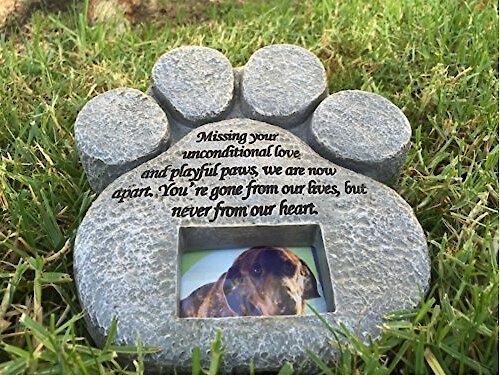 Pawprints Remembered Pet Memorial Stone w/ Picture Frame