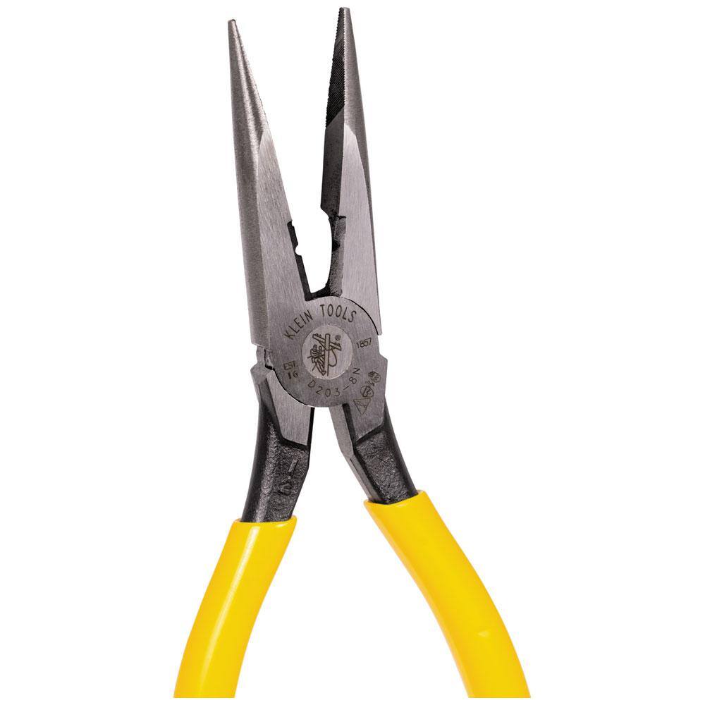 Klein Tools 8 in. Heavy Duty Long Nose Side Cutting Pliers for Wire Stripping D203-8N