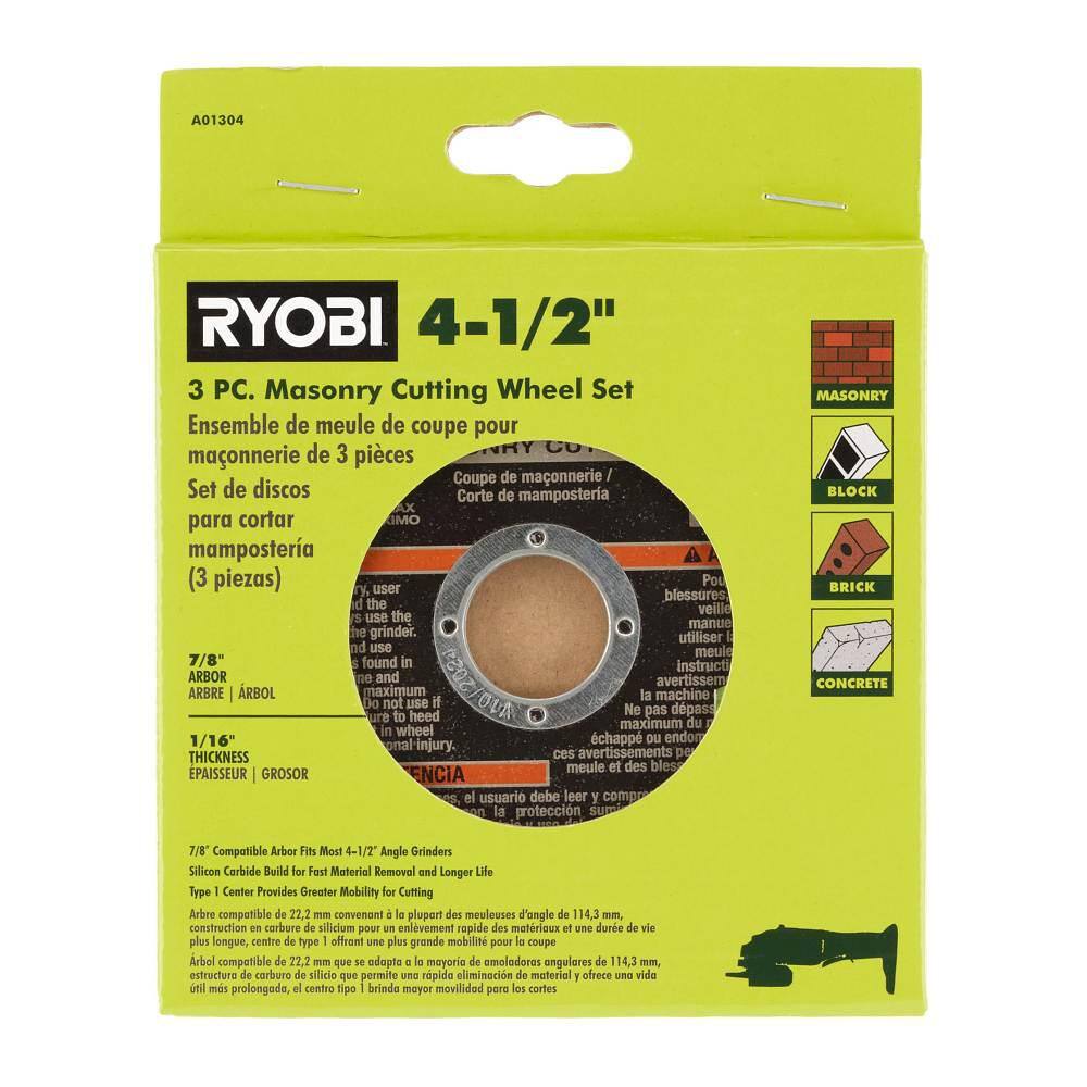 RYOBI 4-12 in. Masonry Cutting Wheel (3-Piece) A01304