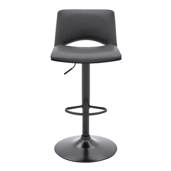 Thierry Adjustable Swivel Faux Leather and Metal Bar Stool