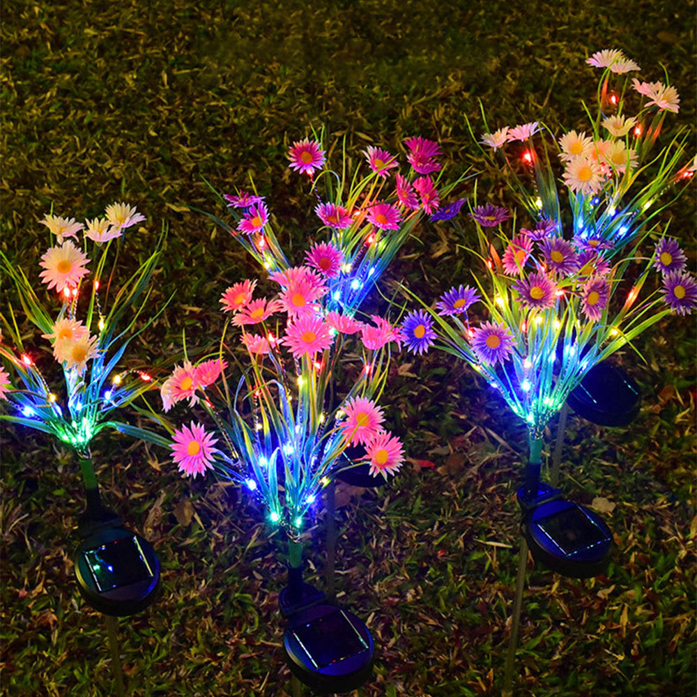 Kqiang 2PACK LED Solar Flower Lights Outdoor Garden Stake Landscape Decor Lamp