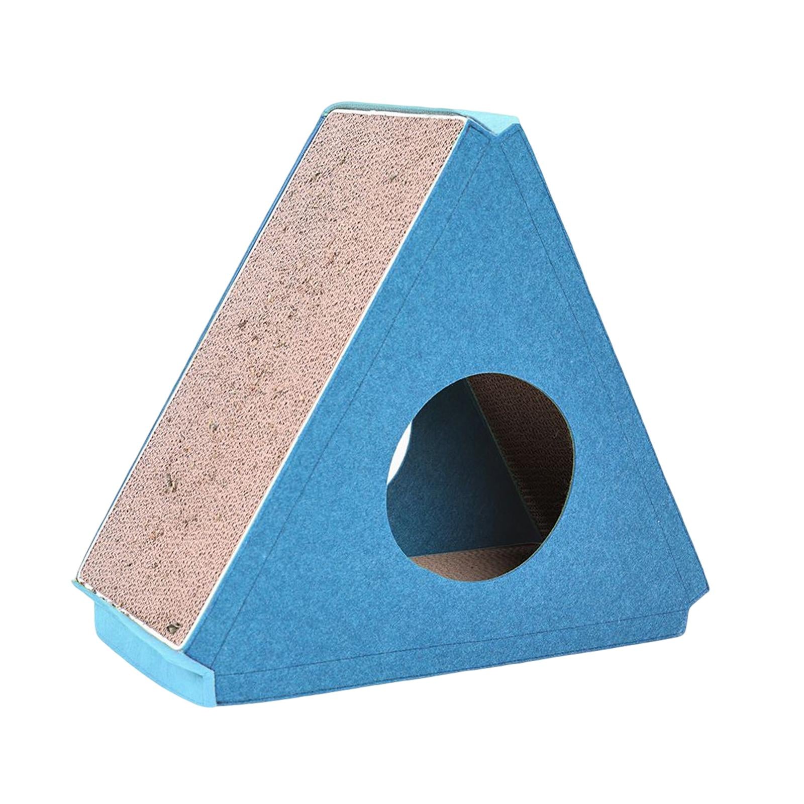 Triangle Cat Scratch Pad Lounge Bed Durable Pet Cat Toys Cat Scratching Board Cat Scratcher Cardboard for Exercise Prevents Furniture Damage ， Blue