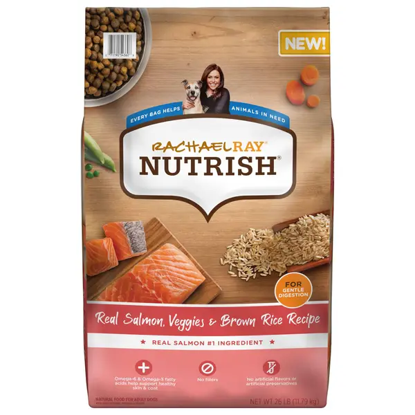 Rachael Ray Nutrish 26lb Real Salmon， Veggies and Brown Rice Recipe Premium Dry Dog Food