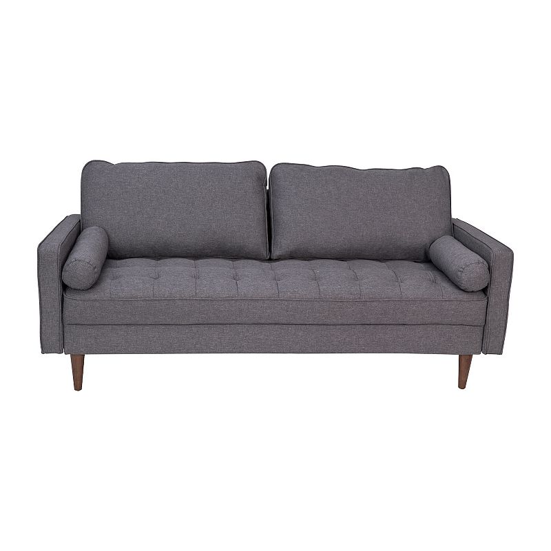 Emma and Oliver Holden Upholstered Mid-Century Modern Pocket Spring Sofa with Wooden Legs and Removable Back Cushions