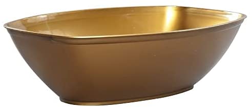 Nicole Fantini's Gold 80 Oz Oval Shaped Disposable Plastic Serving Luau Bowls to serve Salad， Snack and Food in Elegant Parties ， Hotel and Resturant. 2Ct