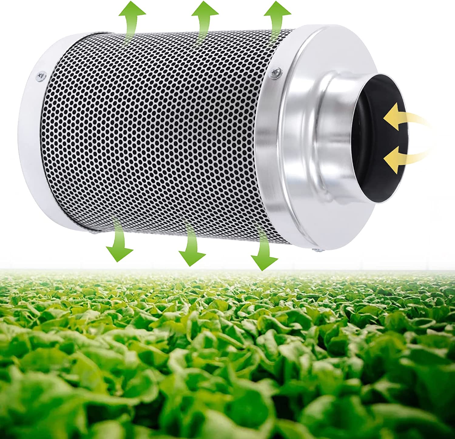 FETCOI Air Carbon Filter 4 Inch Smelliness Control with Charcoal for Inline Duct Fan， Grow Tent， Pre-Filter Included， Reversible Flange