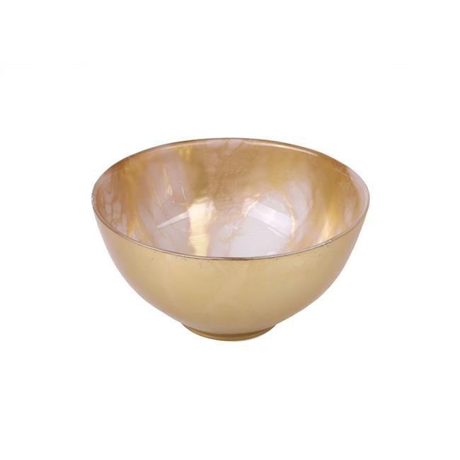 Classic Touch MB157 6 in. Gold-White Marble Bowl