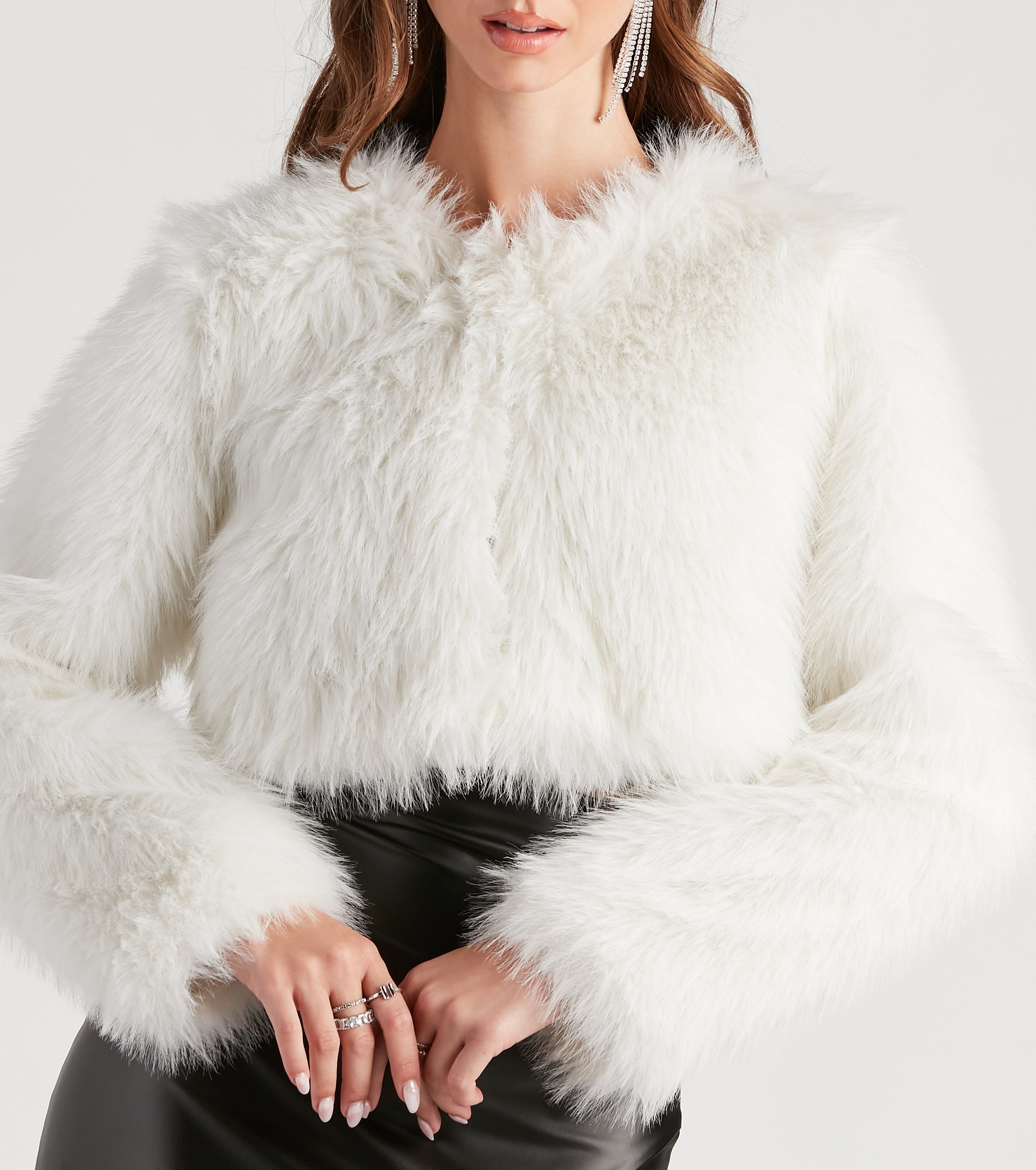 Style Diva Faux Fur Crop Jacket