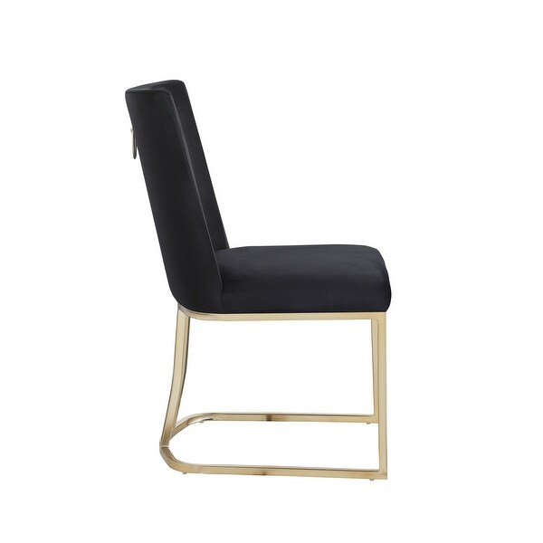 Velvet Upolstered Dining Chairs， Gold Metal Legs (Set of 2)