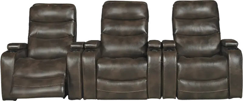 Cinema Coffee Brown 3 Piece Power Home Theater Seating