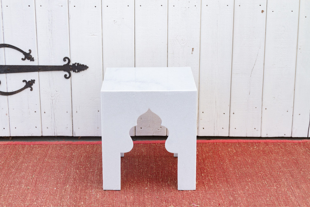 Hand Carved Arched Marble End Table   Mediterranean   Side Tables And End Tables   by De cor  Houzz