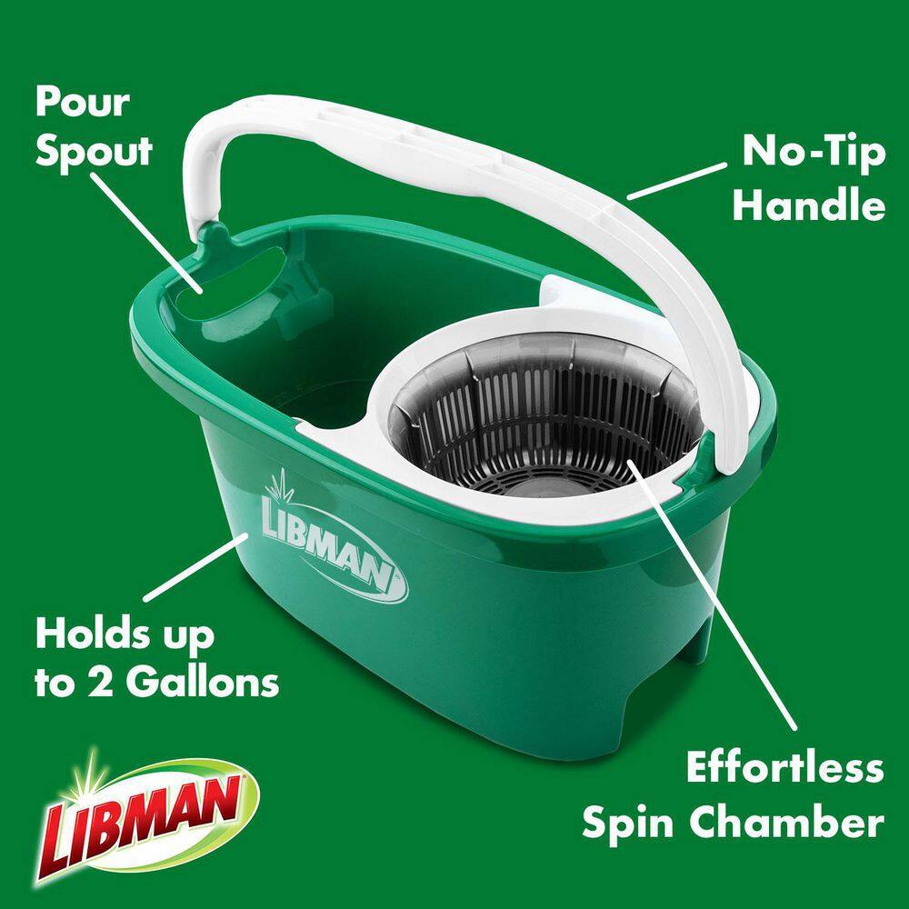 Libman Microfiber Tornado Wet Spin Mop and Bucket Floor Cleaning System with 8 Refills 1605