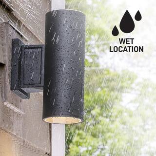 Home Decorators Collection TURRILL Black Matte Outdoor Wall Cylinder Light Up Down 80706