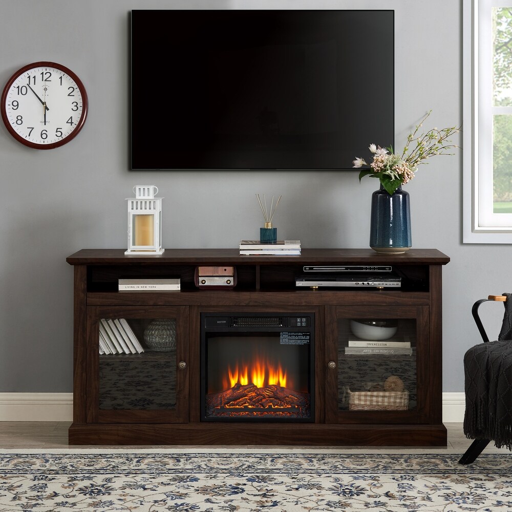 Fireplace TV Stand Wood Entertainment Center with a 18\