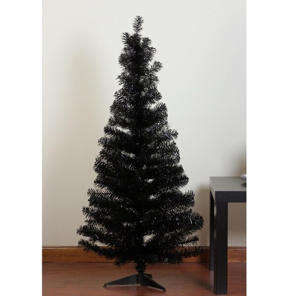 4' x 24 Slim Black Tinsel Artificial Christmas Tree