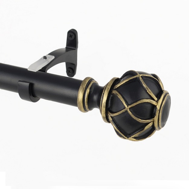 Iron And Resin Expandable Black And Gold Window Curtain Rod By Blue Nile Mills