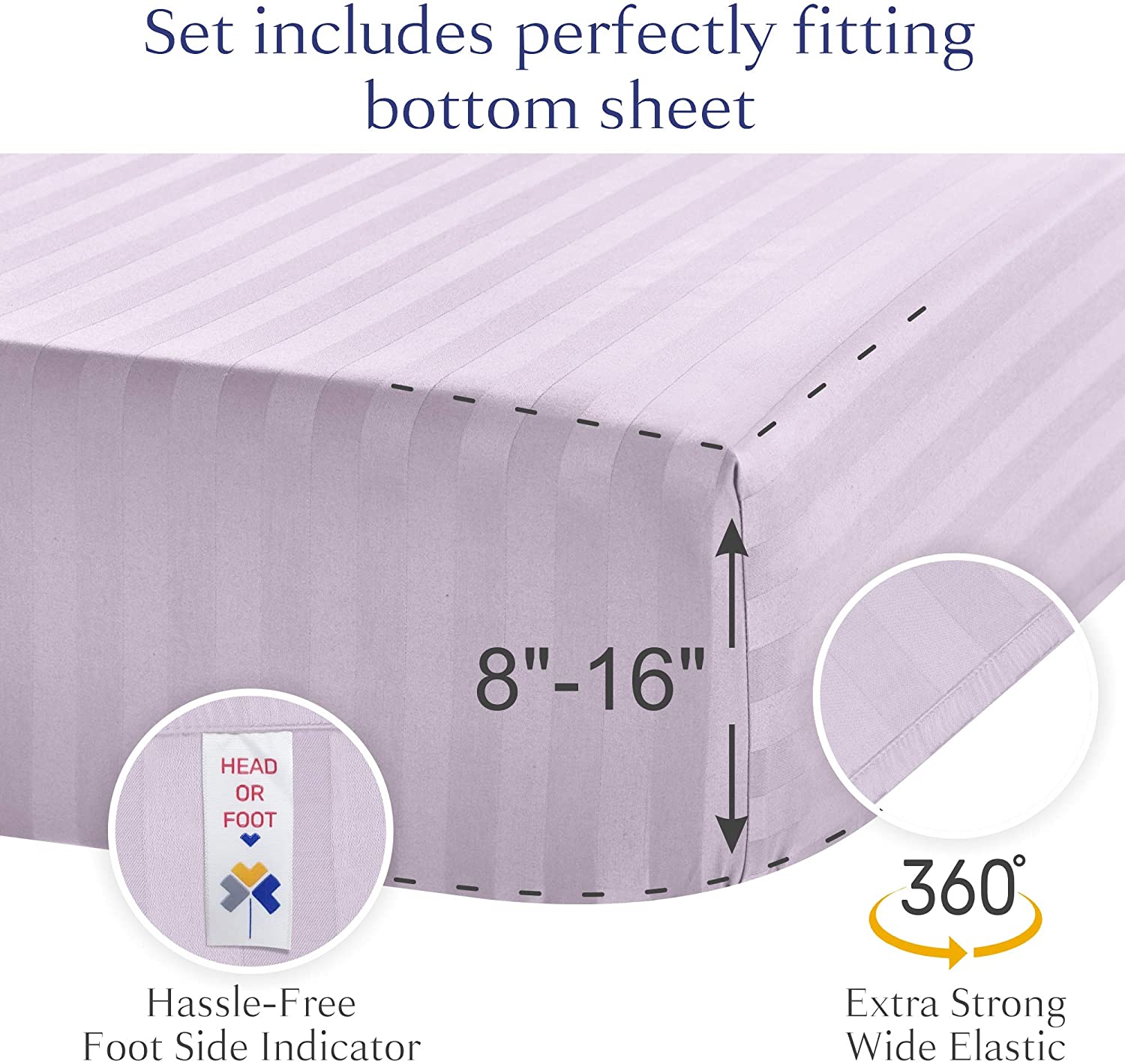 500-Thread-Count 100% Cotton 4-Piece Sheet Set Soft & Silky Sateen Deep Pocket