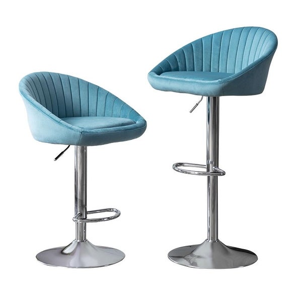 Set of 2 Modern Adjustable Counter Height Bar Stools with Back and Footrest