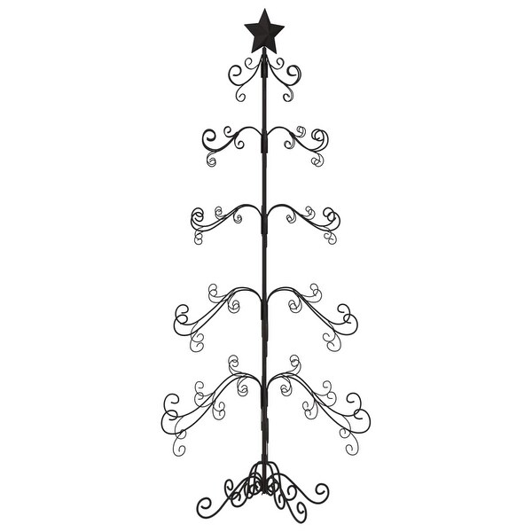 vidaXL Christmas Tree Modern Metal Ornament Tree Stand for Decoration Black