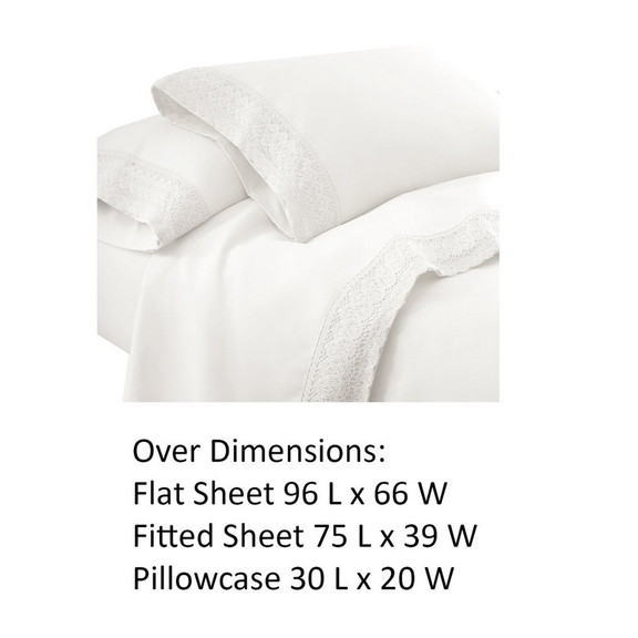 Benzara BM202186 Udine 3 Piece Twin Size Sheet Set...