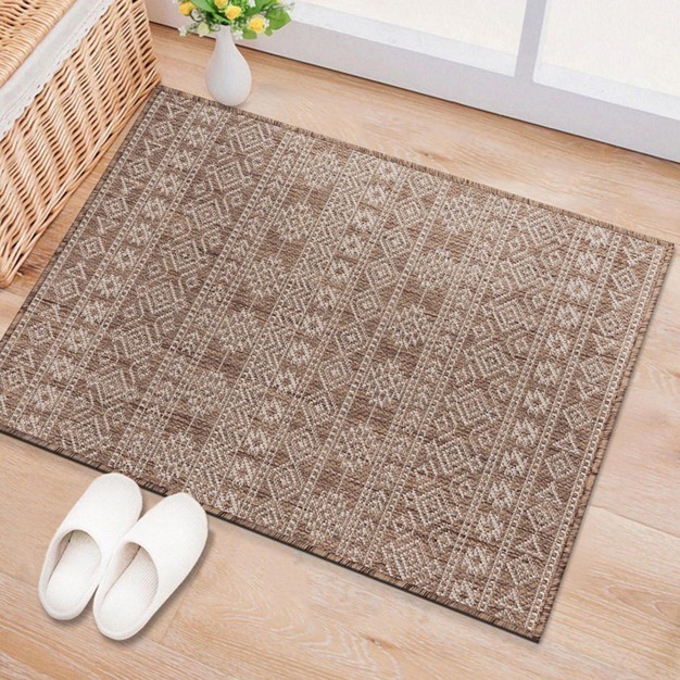 World Rug Gallery Geometric Boho Textured Flat Weave Indoor outdoor Area Rug