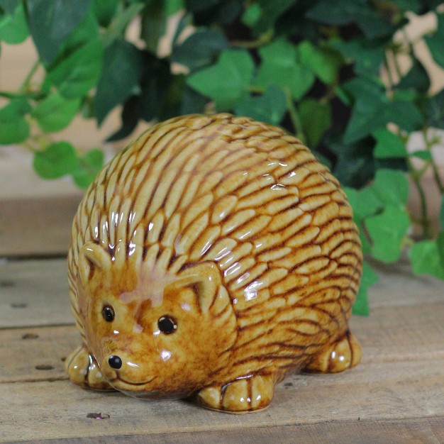 Pudgy Pals Relaxed Spined Tan Porcelain Hedgehog Table Top And Garden Figure