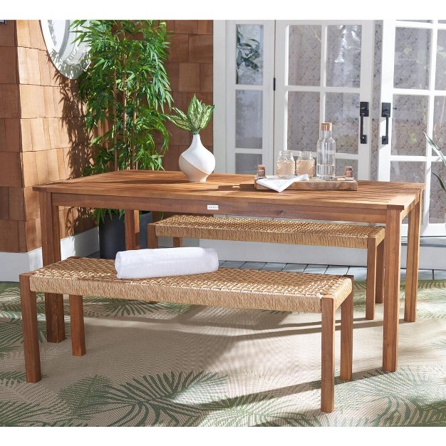 Aquina Patio Outdoor Dining Bench Set Safavieh