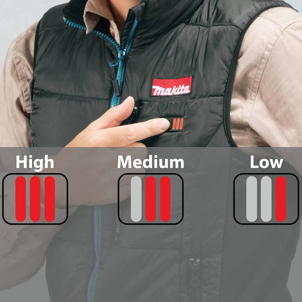 Makita 18 Volt LXT Lithium-Ion Cordless Heated Vest Vest Only (Black XL) DCV200ZXL from Makita