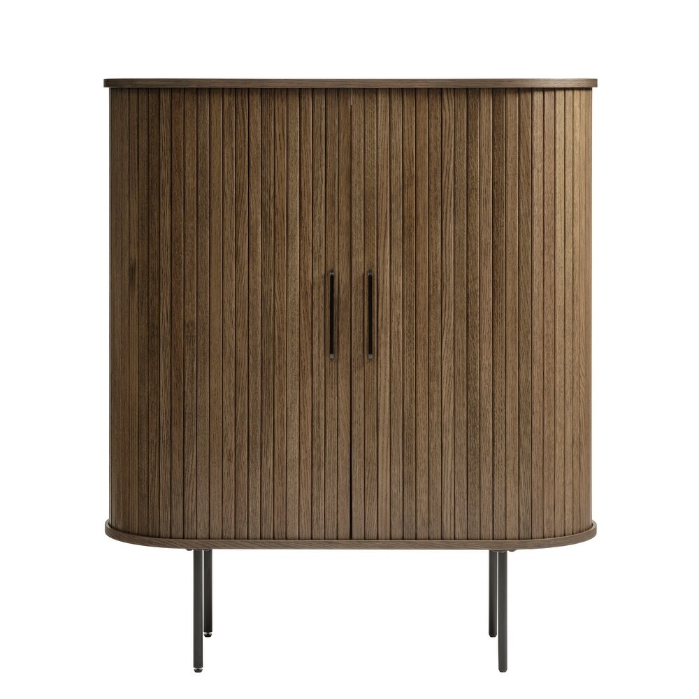 Rye Studio Nicola Mid Century Modern Rounded Sliding Door Cabinet 39\