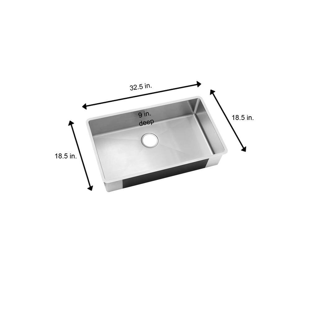 Elkay Crosstown 32 in. Undermount Single Bowl 18 Gauge Stainless Steel Kitchen Sink Only HDU32189F