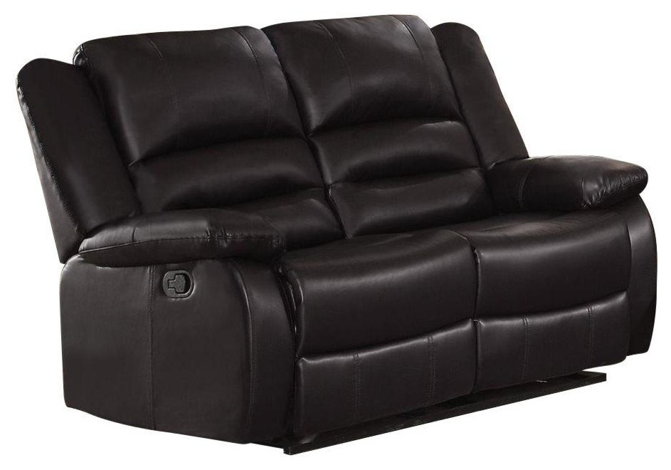 Jacoy Double Reclining Love Seat  Brown Leather   Contemporary   Loveseats   by AMOC  Houzz