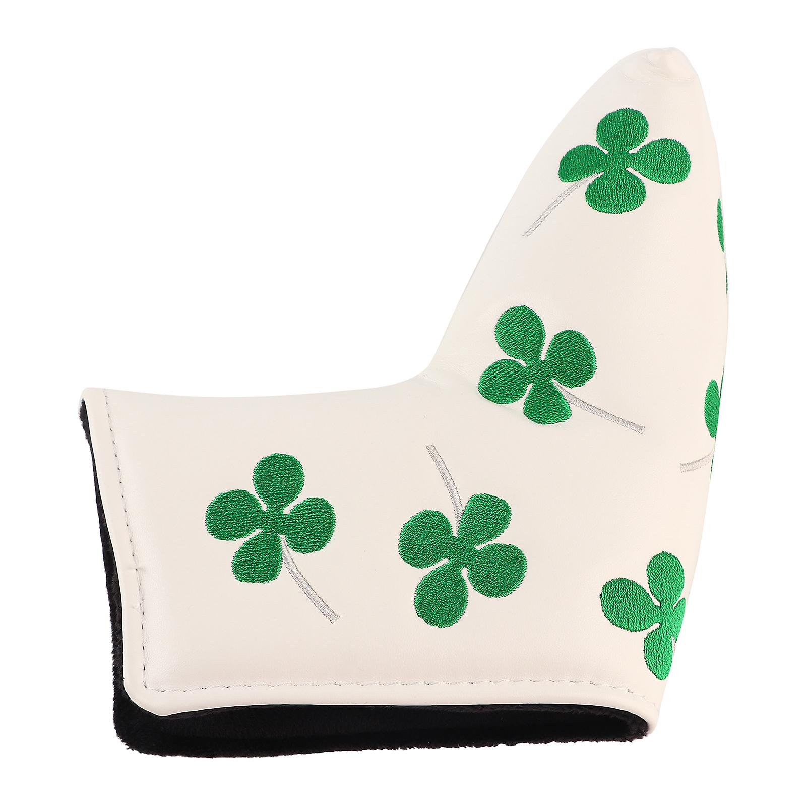 Golf Putter Cover Four Leaf Clover Head Cover Accessory For Golf Activity(white)