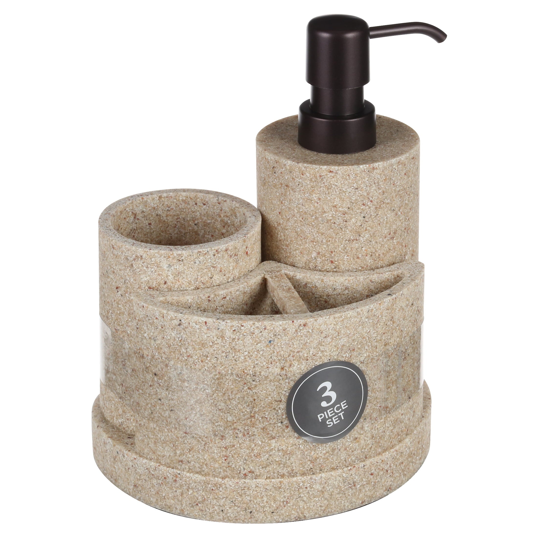 Better Homes and Gardens 3 Piece Natural Sandstone Bath Accessories Sets， Beige