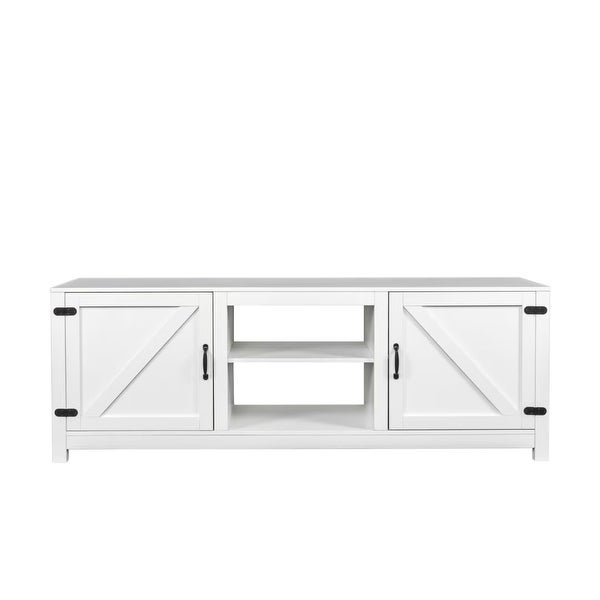 Farmhouse TV Stand， Wood Entertainment Center Media Console with Storage - 73 inches